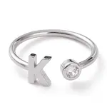 Brass Micro Pave Clear Cubic Zirconia Cuff Rings