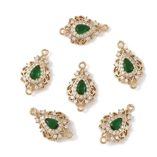 3Pcs Brass Micro Pave Cubic Zirconia Links Connectors