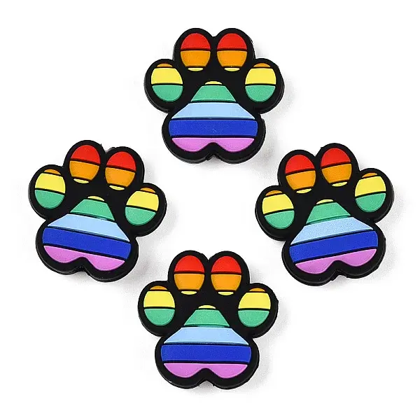 Rainbow Style Pattern Silicone Beads
