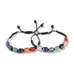Natural Mixed Gemstone Rectangle Braided Bead Bracelets