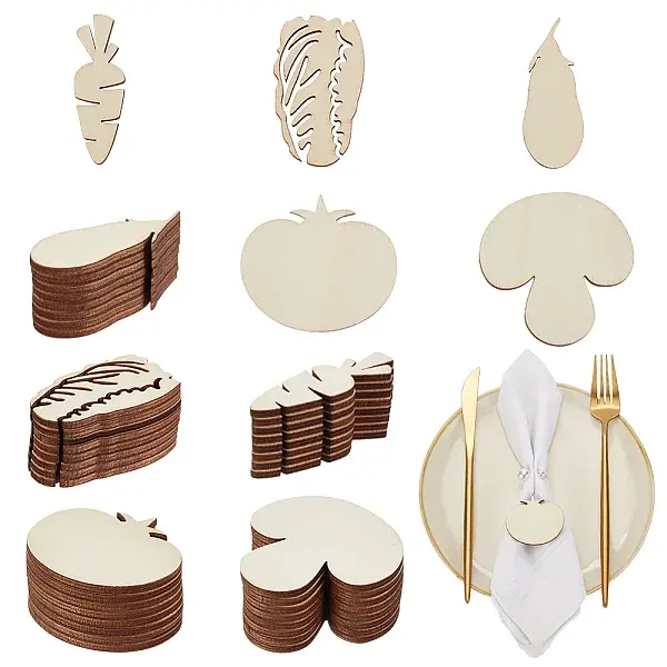 100Pcs 5 Styles Unfinished Wooden Cutouts