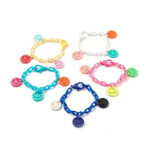 Opaque Acrylic Smiling Face Charm Bracelets