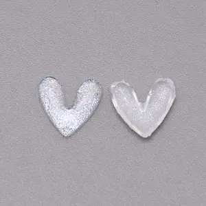 3D Heart with Glitter Powder Resin Cabochons