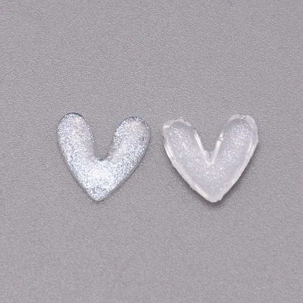 3D Heart with Glitter Powder Resin Cabochons