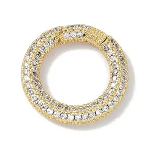 Rack Plating Brass Micro Pave Cubic Zirconia Twister Clasps