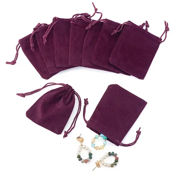 20Pcs Rectangle Velvet Drawstring Pouches