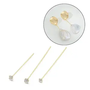 Brass Micro Pave Clear Cubic Zirconia Head Pins