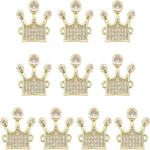 10Pcs Brass Micro Pave Clear Cubic Zirconia Links