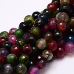 Dyed Natural Agate Faceted Round Beads Strands