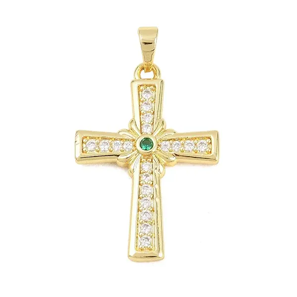 Brass Micro Pave Clear Cubic Zirconia Pendants