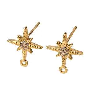 Brass Pave Clear Cubic Zirconia Stud Earring Findings