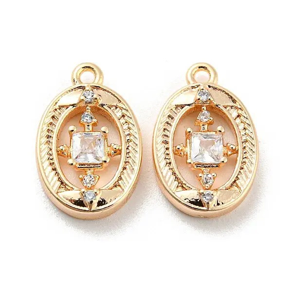 Brass Micro Pave Cubic Zirconia Charms