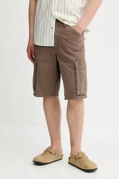 Džínové šortky Levi's 478 BAGGY CARGO SHORTS pánské, hnědá barva, 001GU