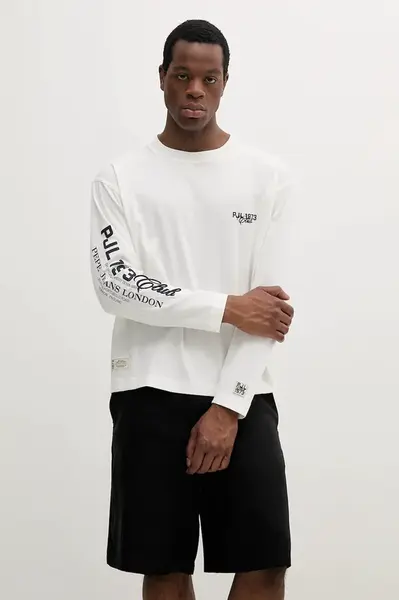 Bavlněné tričko s dlouhým rukávem Pepe Jeans COLVILLE LONG béžová barva, s potiskem, PM509792