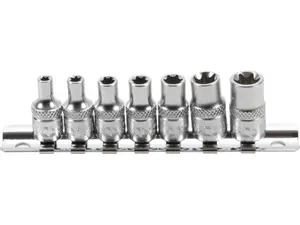BGS Technic BGS 6402 Nástrčné hlavice 1/4" E-profil E4 ÷ E11. Sada 7 dílů na kolejnici