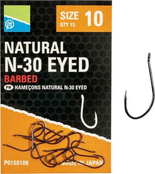 Preston inovations háčky natural n-30 eyed - vel. 10