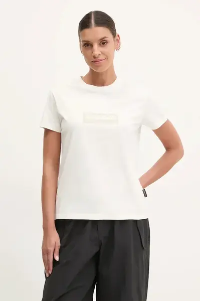 Bavlněné tričko Napapijri S-Box béžová barva, NP0A4IP12061