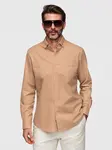 Ombre pánská košile Regular Fit - světle hnědá