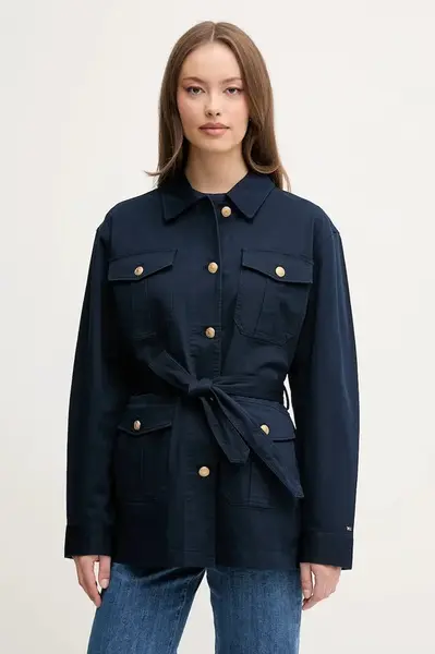 Košilová bunda Tommy Hilfiger tmavomodrá barva, WW0WW45933