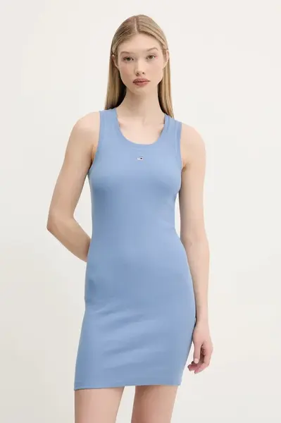 Šaty Tommy Jeans modrá barva, mini, přiléhavé, DW0DW20674