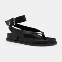 Kožené sandály Tommy Jeans TJW ANKLE STRAP SANDAL dámské, černá barva, EN0EN02873