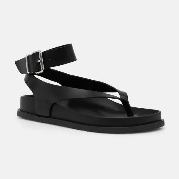 Kožené sandály Tommy Jeans TJW ANKLE STRAP SANDAL dámské, černá barva, EN0EN02873