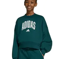 Dětská mikina adidas zelená barva, vzorovaná, JV7377