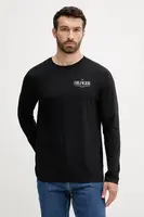 Bavlněné tričko s dlouhým rukávem Tommy Hilfiger černá barva, s potiskem, MW0MW41293
