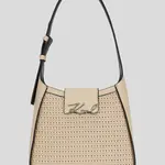 Kožená kabelka Karl Lagerfeld K/SIGNATURE béžová barva, A3W30048