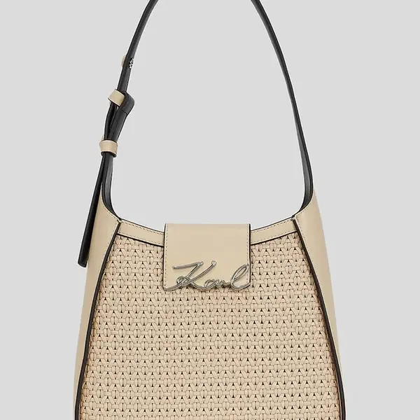 Kožená kabelka Karl Lagerfeld K/SIGNATURE béžová barva, A3W30048