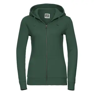 Green women's hoodie with Authentic Russell zipper