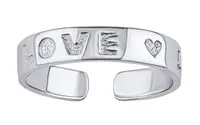 Silvego Otevřený stříbrný prsten na nohu Aisha s nápisem Love PRM11520R