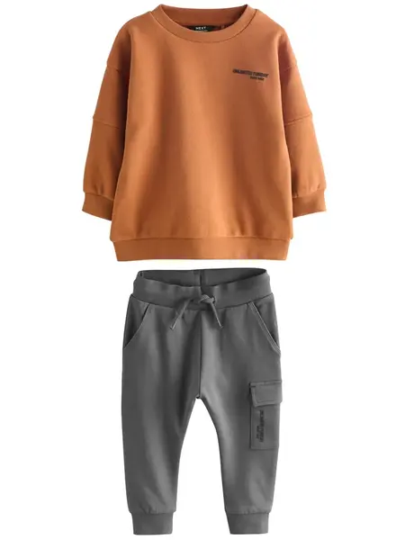 Next Joggingová súprava  karamelová / tmavosivá