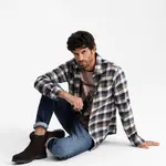 Ombre Men's suede slip-on shoes with high upper - dark brown