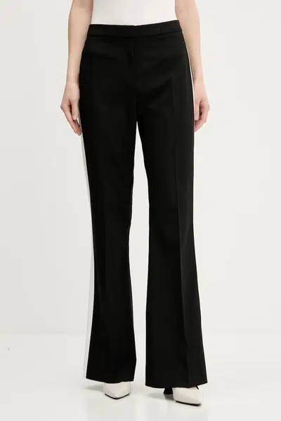 Kalhoty HUGO dámské, černá barva, zvony, high waist, 50544753