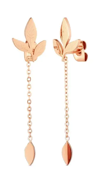 Vuch Slušivé pozlacené visací náušnice z oceli Gleam Silver