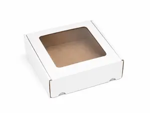 25 ks - Dárková krabice s průhledným víkem bílá 200x200x50