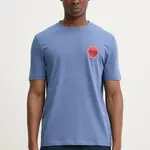 Bavlněné tričko HUGO modrá barva, s potiskem, 50530641