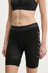 Tréninkové šortky Hummel černá barva, s potiskem, medium waist, 202649