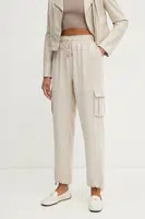 Kalhoty Liu Jo dámské, béžová barva, jednoduché, high waist, TA5102 TS923