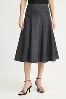 Džínová sukně Theory tmavomodrá barva, midi, áčková, O1104302