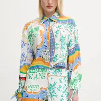 Košile Moschino Jeans dámská, bílá barva, relaxed, s klasickým límcem, 0217 3735