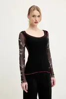 Halenka Desigual MARTINA dámská, černá barva, vzorovaná, 25SWTKAJ