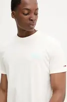 Bavlněné tričko Tommy Jeans béžová barva, s potiskem, DM0DM21864