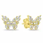 Brilio Silver Oslnivé pozlacené náušnice Motýlek se zirkony EA1057Y