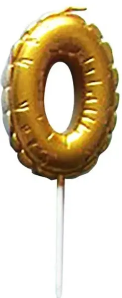 Dortová svíčka BALÓNEK "0" 3,7X5,9CM  268650 ZLATÁ