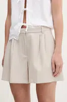 Kraťasy Abercrombie & Fitch dámské, béžová barva, high waist, KI149-5208