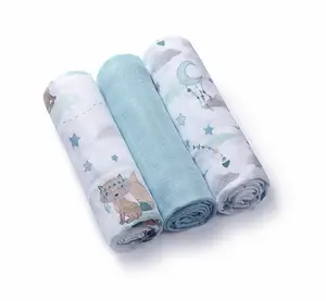 Babyono Bambusové dětské plenky 3 ks, Indián - modré