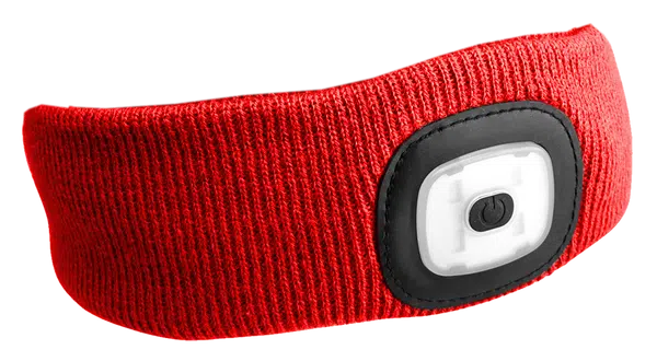 Čelenka s čelovkou 180 lm, nabíjecí USB, univerzální velikost, černá - SIXTOL Barva: červená