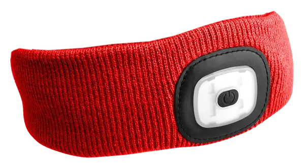 Čelenka s čelovkou 180 lm, nabíjecí USB, univerzální velikost, červená - SIXTOL Barva: červená